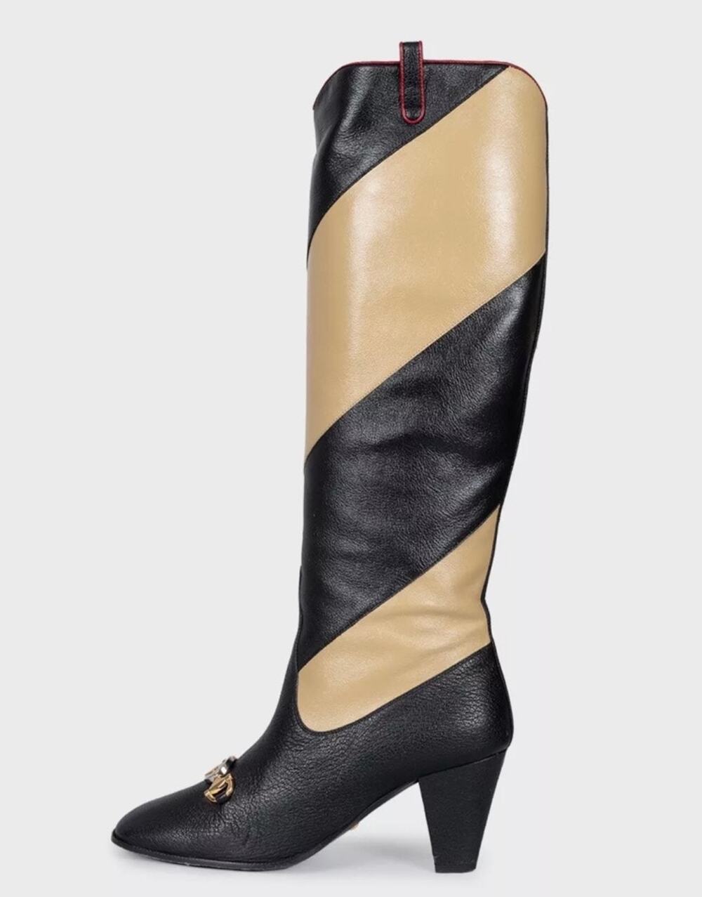Gucci Multicolor Striped Leather Wedge Boots Sz.38
